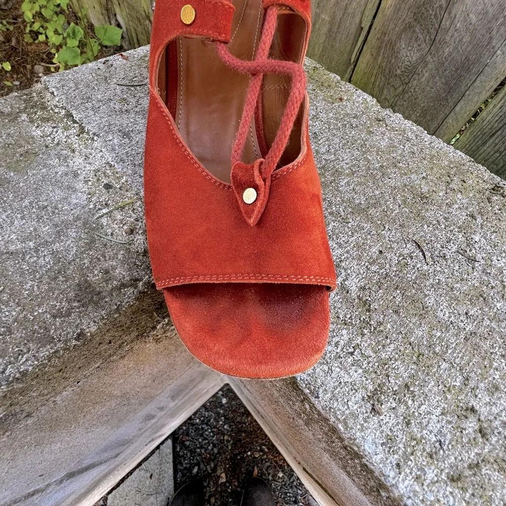 Chloé Foster Cinnamon Suede Gladiator Wedge Sandal 37 - Picture 10 of 13